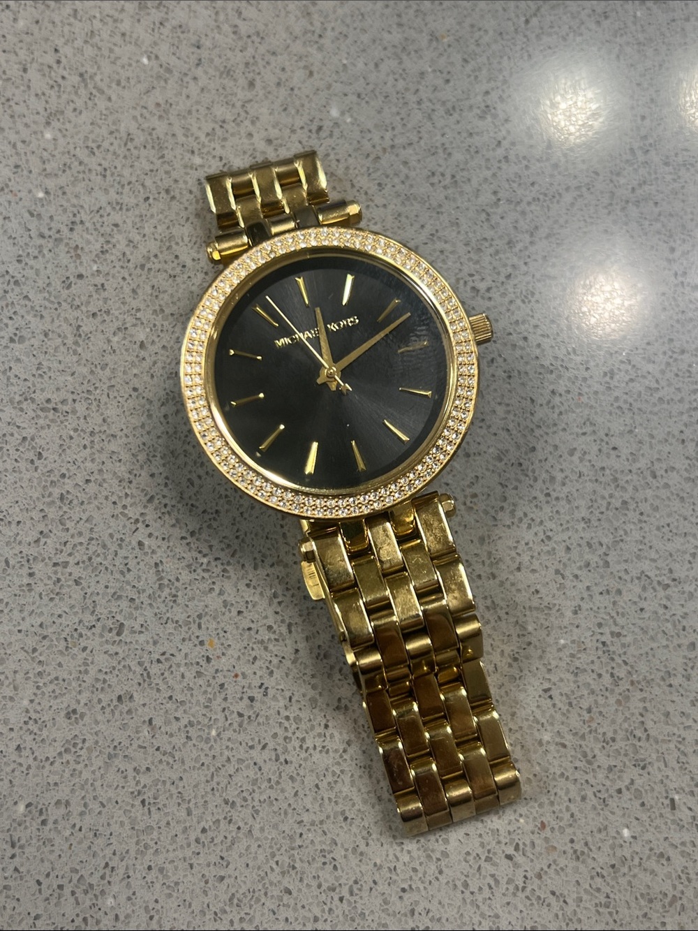 Michael Kors Gold-tone Bracelet Watch with Black Dial and Crystal Bezel - Picture 2 of 3